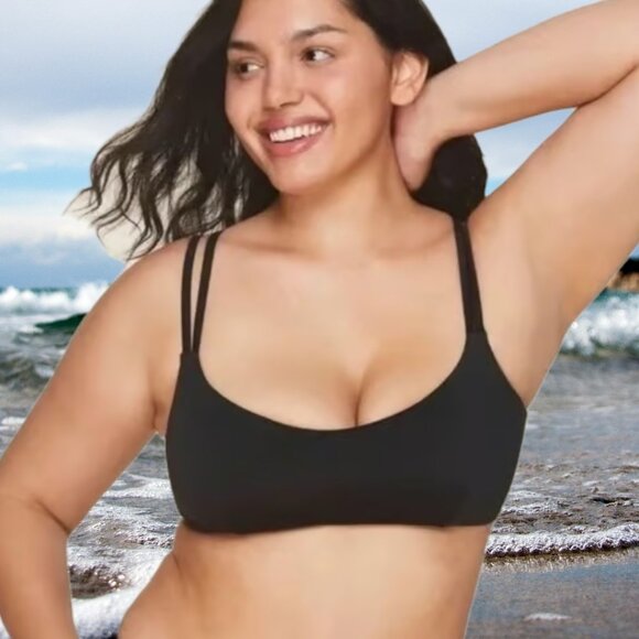 Andie Swim The Rockaway Top Black Eco Nylon Size Small - Picture 1 of 6